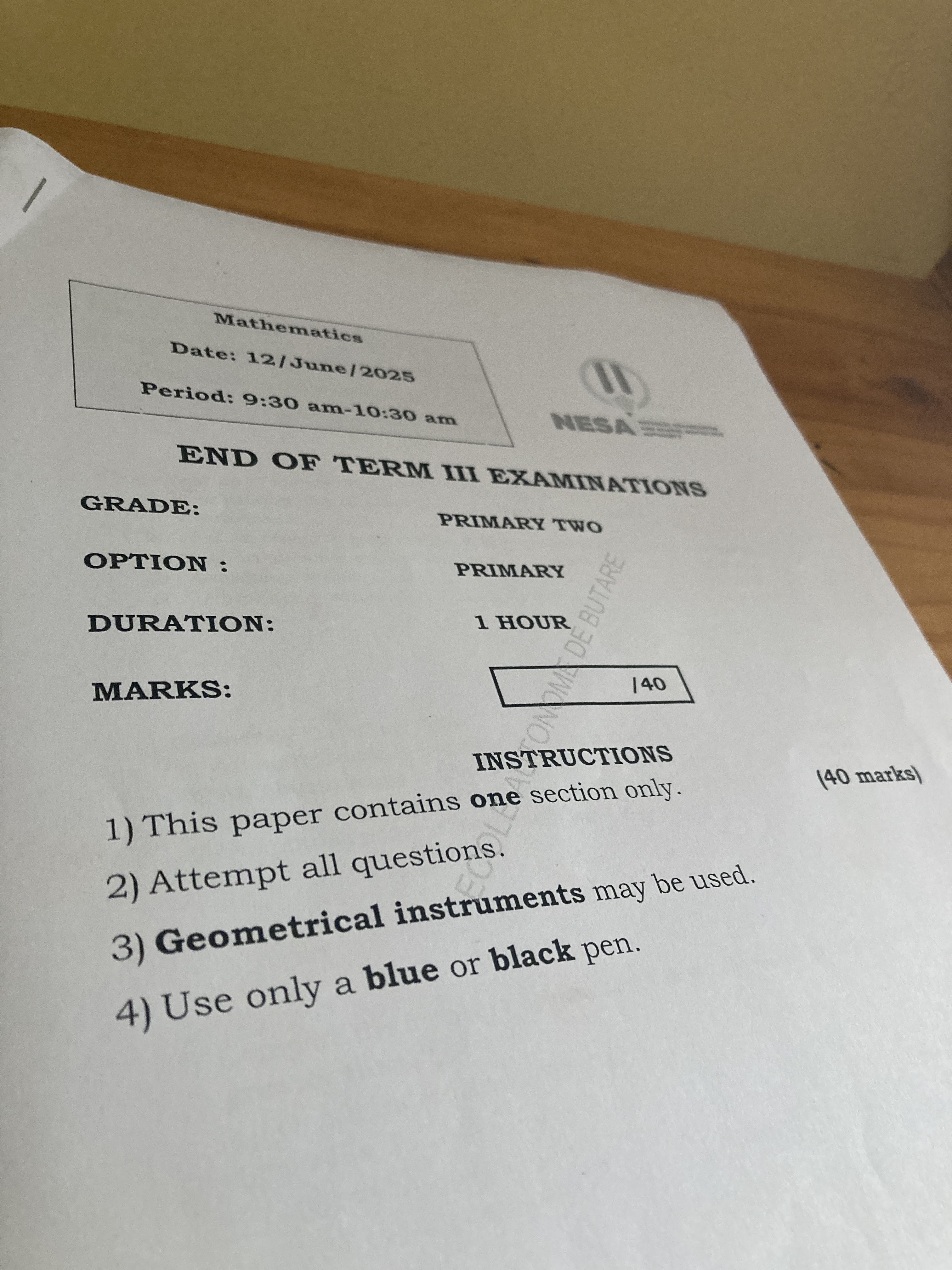 Students at École Autonome de Butare Begin Final Exams